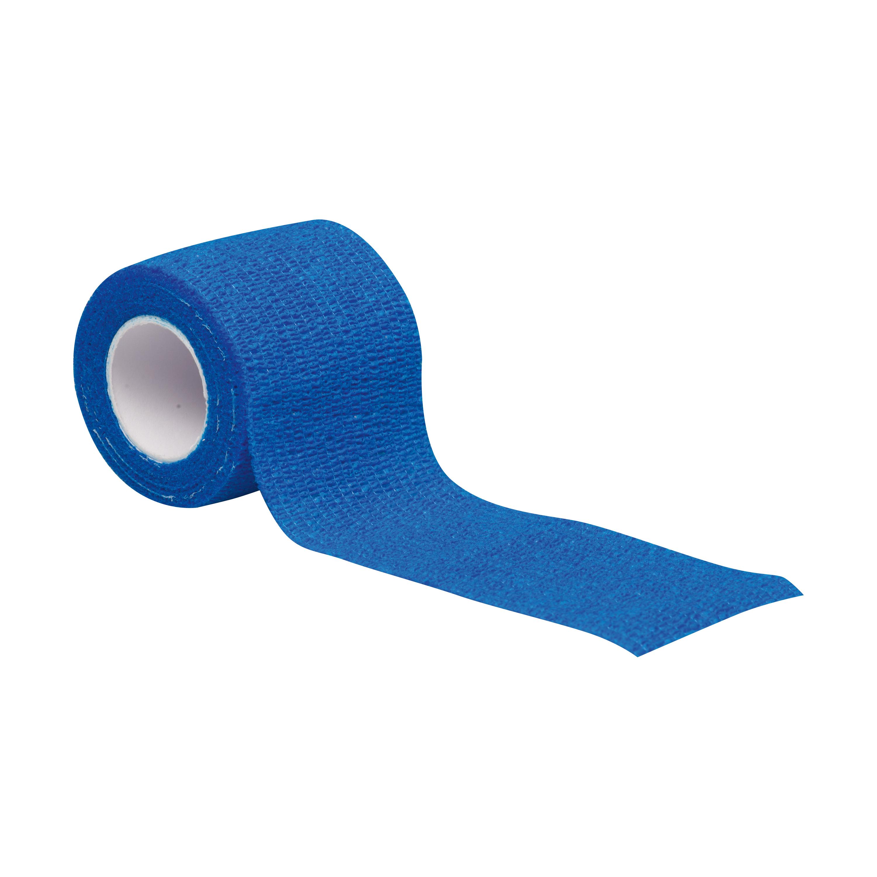 Blauer, elastischer Gewebetape-Rolle mit strukturierter Oberfläche und zentraler Öffnung zum einfachen Abrollen