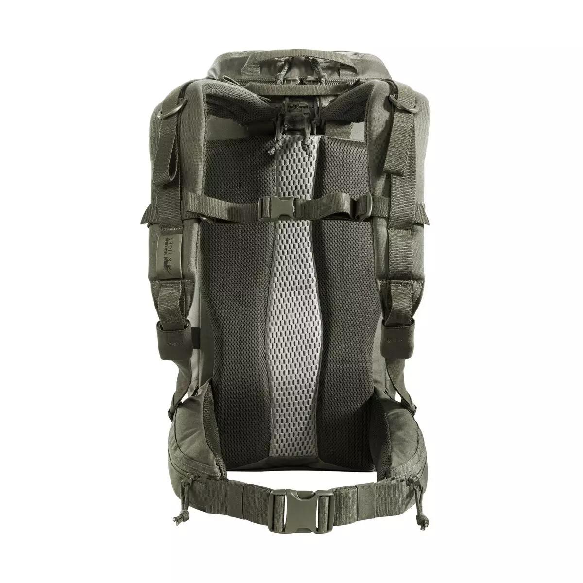 Ein TT Modular Pack 30 IRR Rucksack aus robustem CORDURA® mit MOLLE-Lasercut, atmungsaktivem Mesh-Rücken und verstellbaren Gurten.
