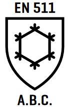 Logo in Schildform mit stilisiertem sechseckigem Schneeflocken-Symbol und Text EN 511