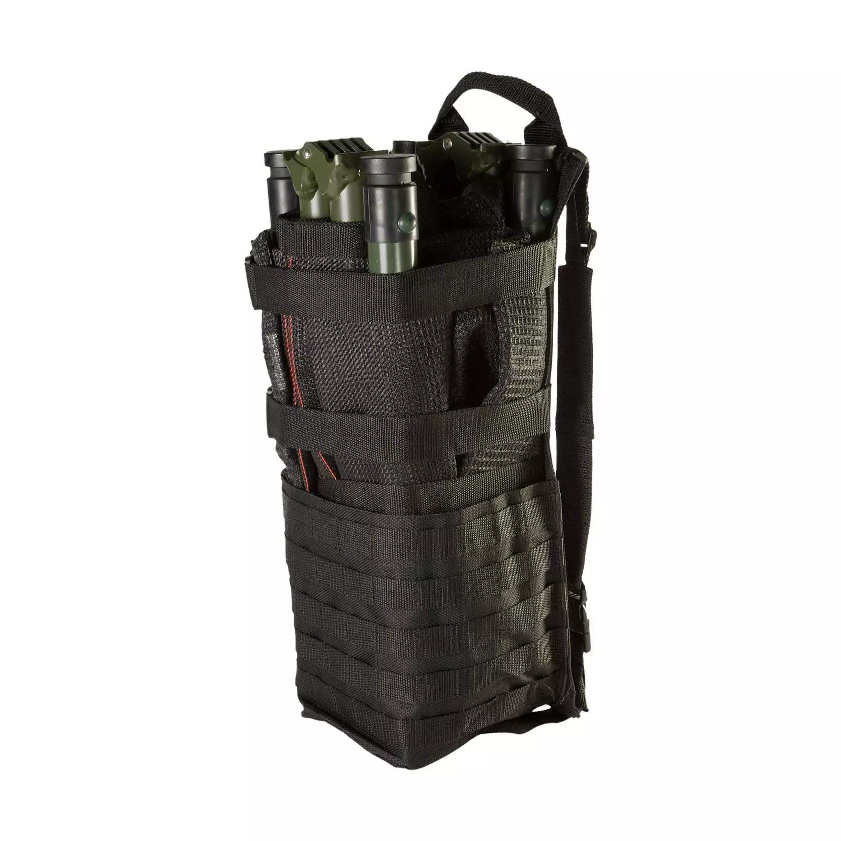 Schwarze Tragetasche für NAR Talon® II Model 90C mit mehreren Fächern, Front-Mesh-Tasche und sichtbaren grünen Verstärkungsstangen.