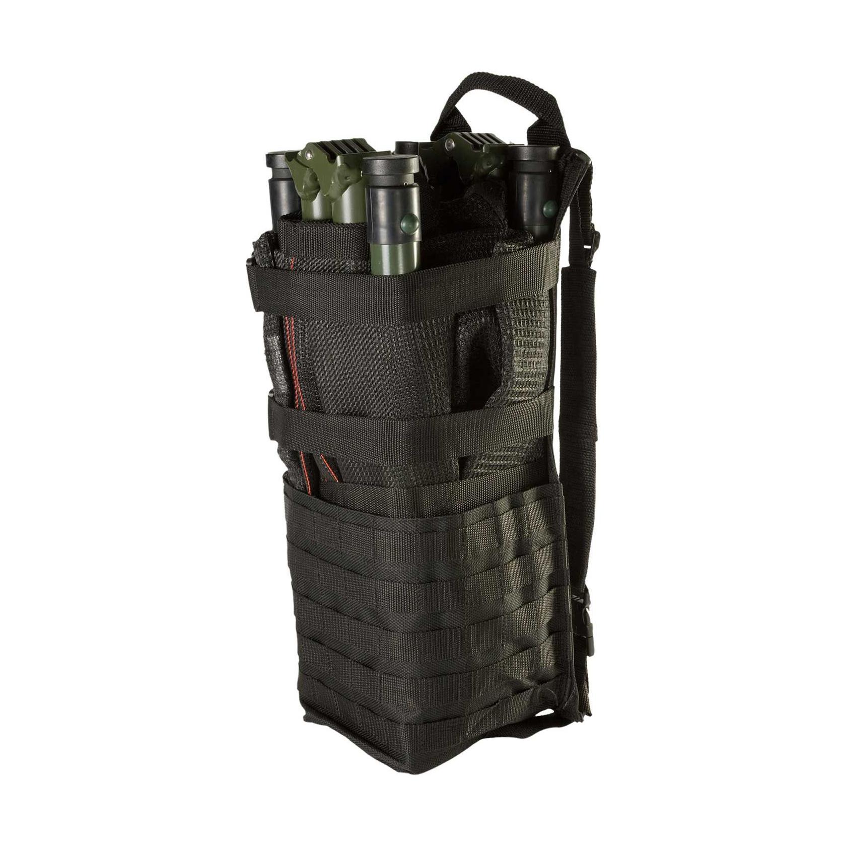 Schwarze Tragetasche für NAR Talon® II Model 90C mit mehreren Fächern, Front-Mesh-Tasche und sichtbaren grünen Verstärkungsstangen.