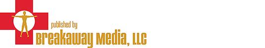 Breakaway Media, LLC Logo mit rotem Kreuz und goldener Figur