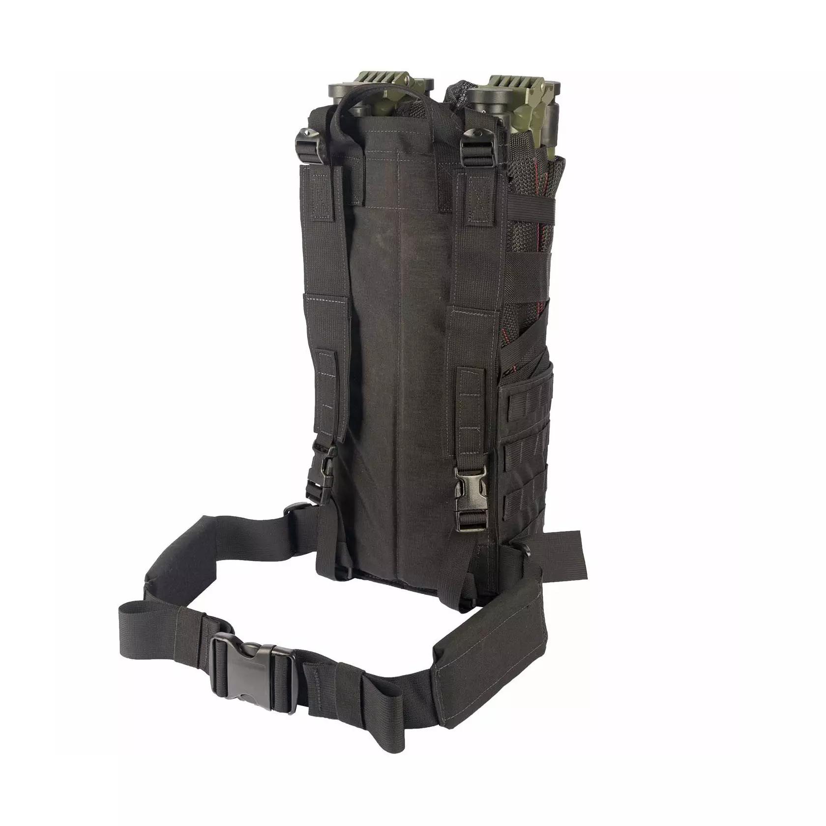 Schwarze Tragetasche für NAR Talon® II Model 90C mit zwei Hauptfächern, mehreren verstellbaren Gurten und verstärkten Seitentaschen aus robustem Material.