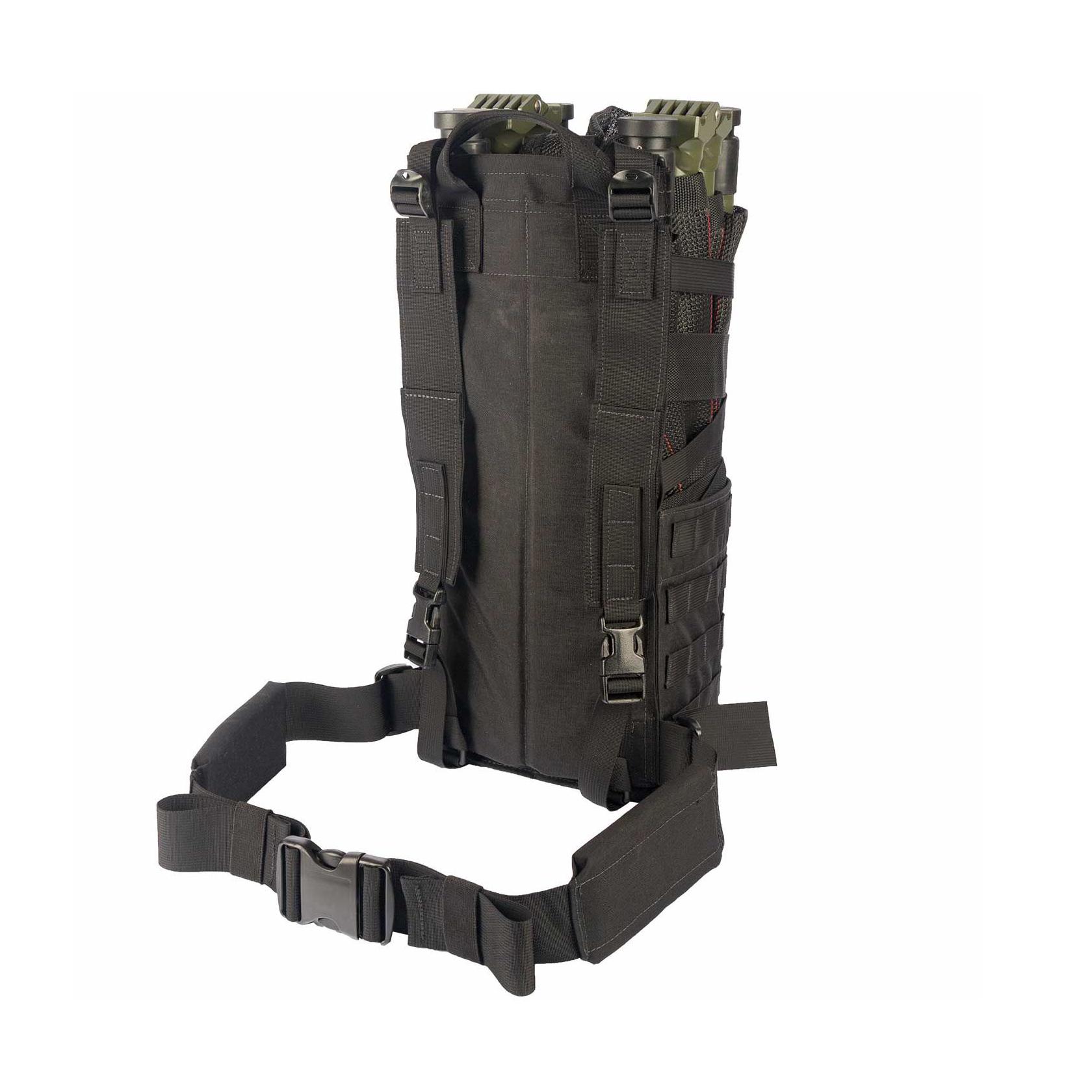 Schwarze Tragetasche für NAR Talon® II Model 90C mit zwei Hauptfächern, mehreren verstellbaren Gurten und verstärkten Seitentaschen aus robustem Material.