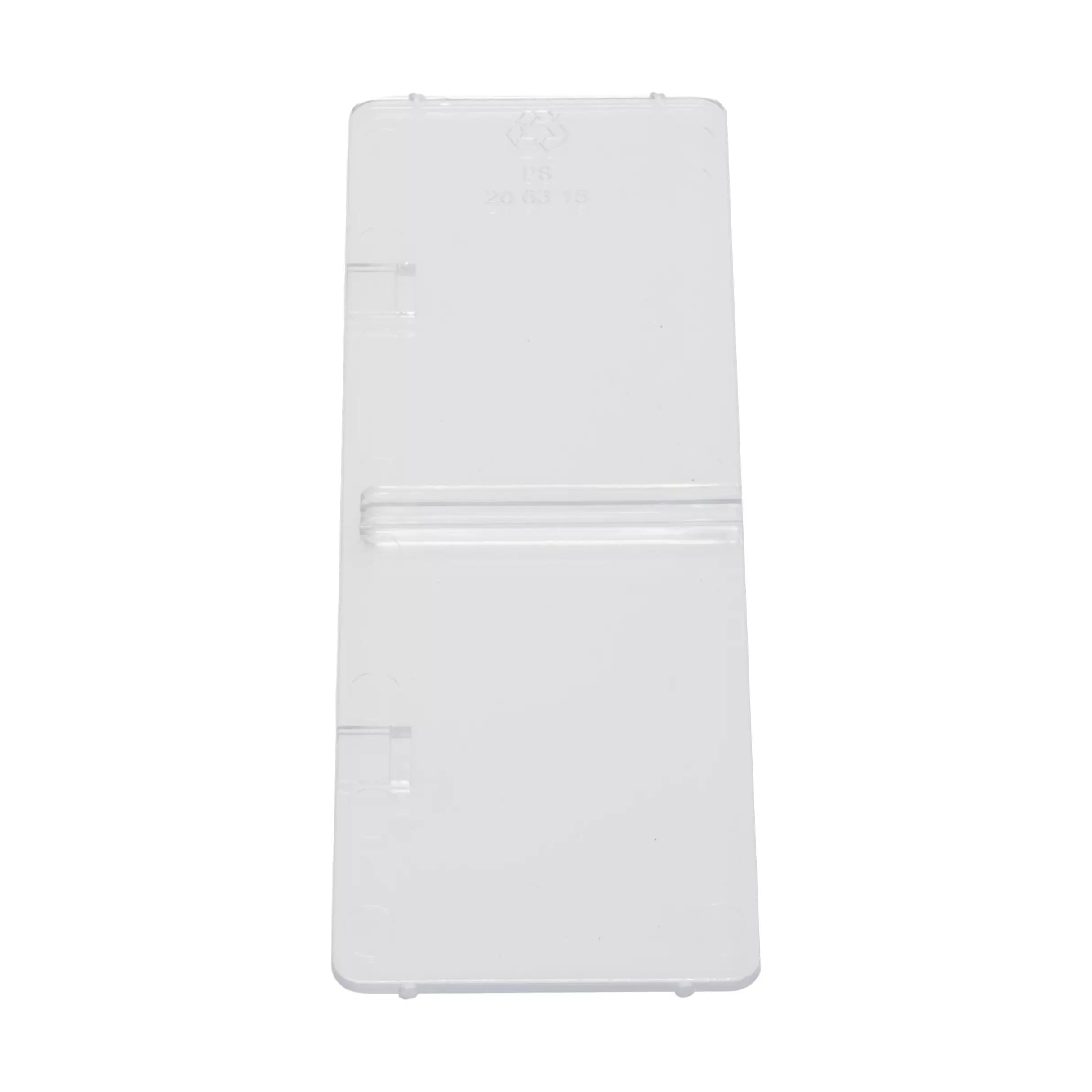 Rechteckige Trennwand, kurz, für Werotop® 450 mit glatter weißer Oberfläche, seitlichen Vertiefungen und grünem Recyclingsymbol oben.