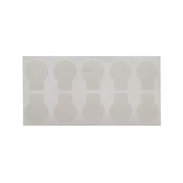 Zehn runde NIO™ Simulationssticker auf einem rechteckigen weißen Klebeband, angeordnet in zwei Reihen zu je fünf Stück, mit leicht erhobenen Rändern.