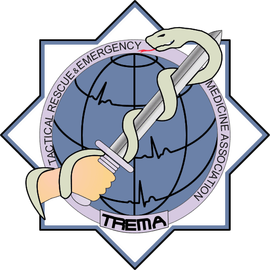 TREMA Logo in Blau und Weiß mit Schriftzug "Tactical Rescue & Emergency"