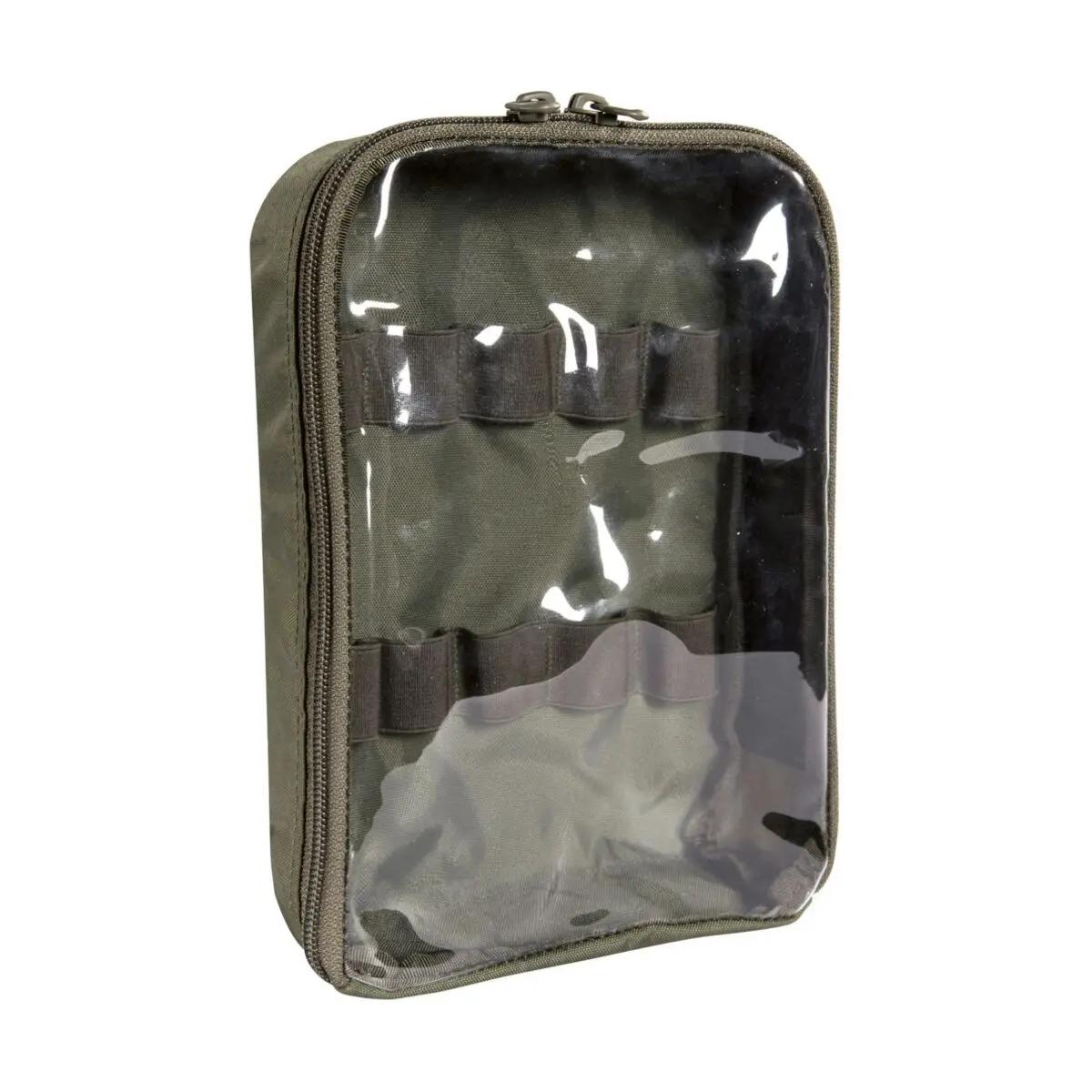 TT Base Medic Pouch MKII in dunklem Grün mit durchsichtigem Frontfenster, Zipper-Verschluss und stabiler, rechteckiger Form.