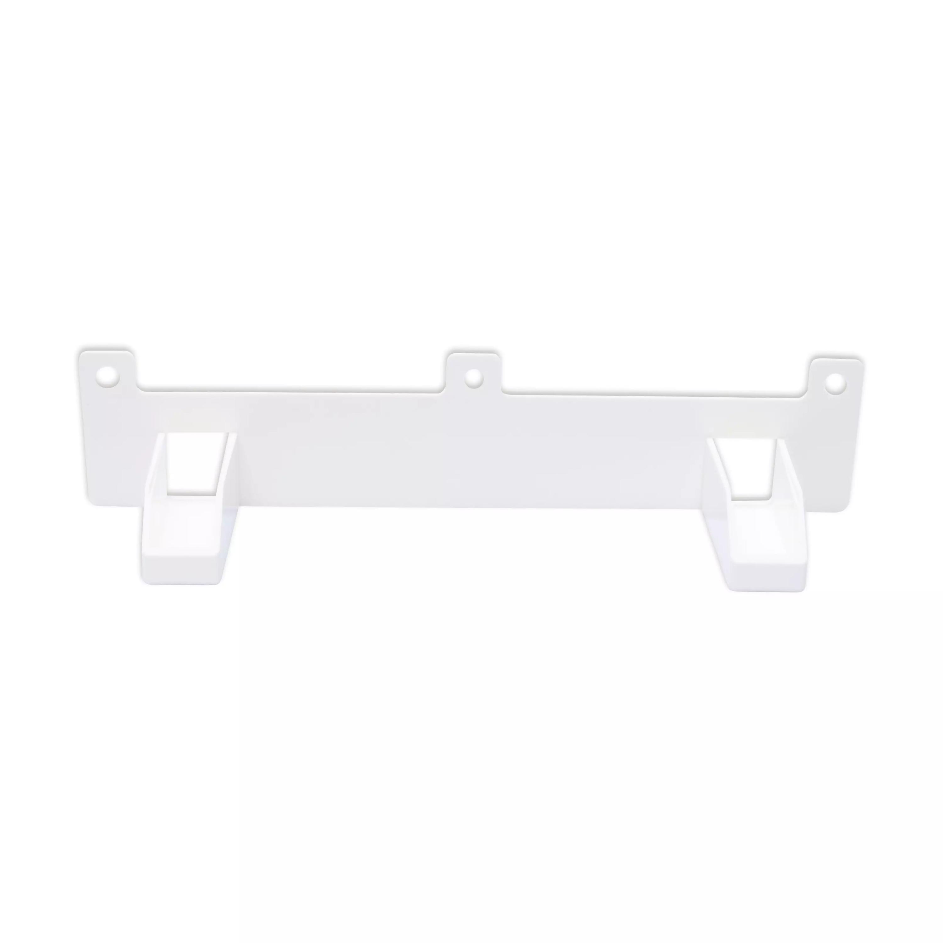Weiße 90 Grad-Arretierung für Werotop® 450 mit drei verstellbaren Montagelöchern, befestigt an zwei rechteckigen Blöcken für stabile Anbringung.