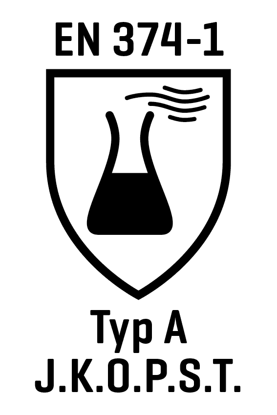 Schwarzer Kolben mit geschwungenem Hals und Dampf auf weißem, wappenförmigem Emblem