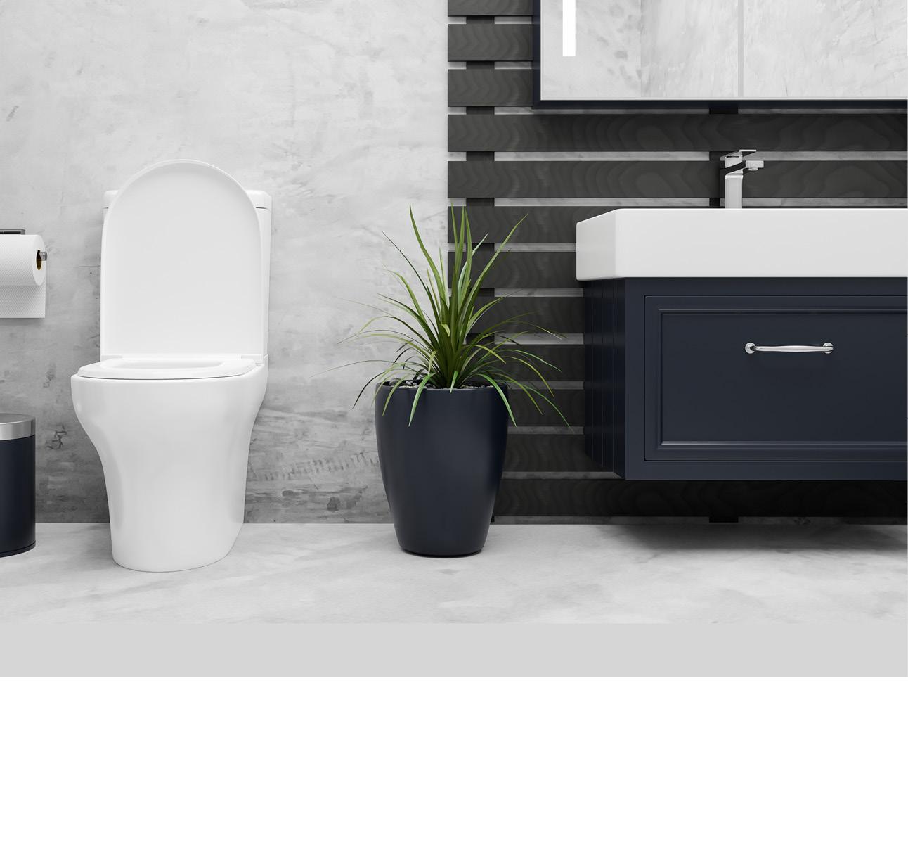 Abbildung einer Badezimmers mit Toilette und Waschbecken als Symbolbild für den Bereich Toilettenhygiene