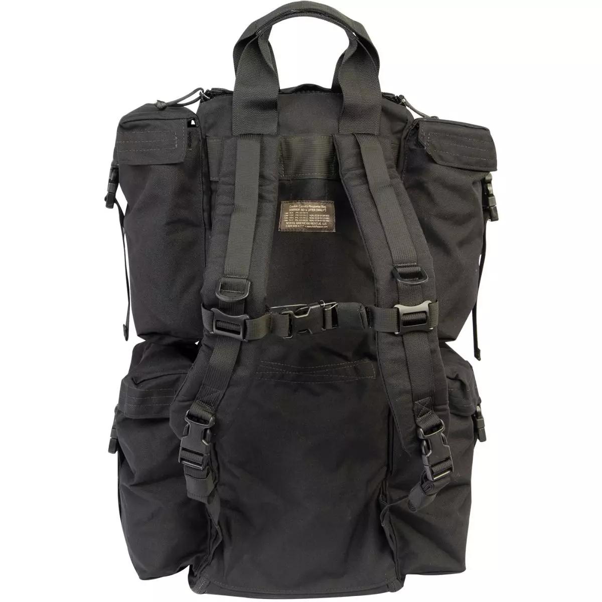 NAR Rettungsrucksack Walk® für 90C Talon® Litter – Schwarz, mit stromlinienförmigem Taschensystem, zwei Hauptfächern und robustem Material.