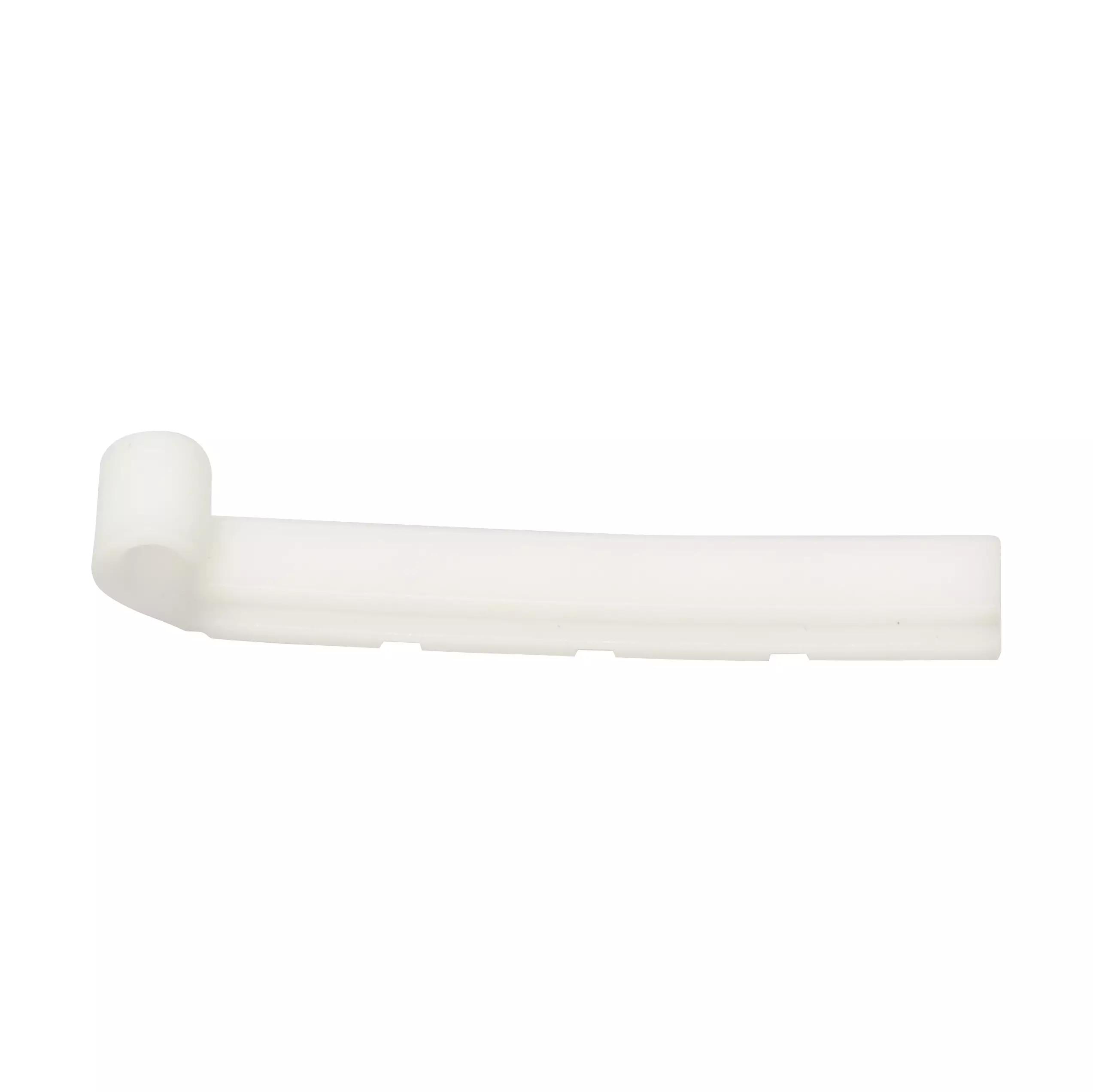 Weiße Scharnier-Stange für Abdeckscheibe des Werotop® 450 Verbandkoffers mit gebogenem Ende und zwei Befestigungskerben.