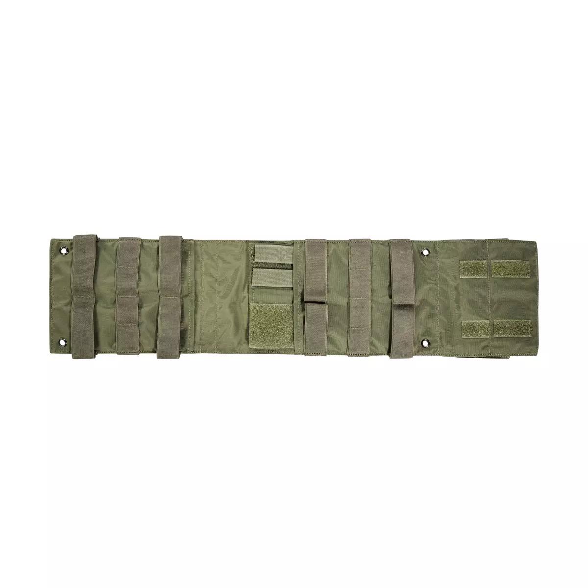 TT IFAK Pouch VL - Oliv aus grünem Canvas mit mehreren Klettverschlüssen, verstellbaren Gurten und aufgesetzten Taschen für Erste-Hilfe-Ausrüstung.