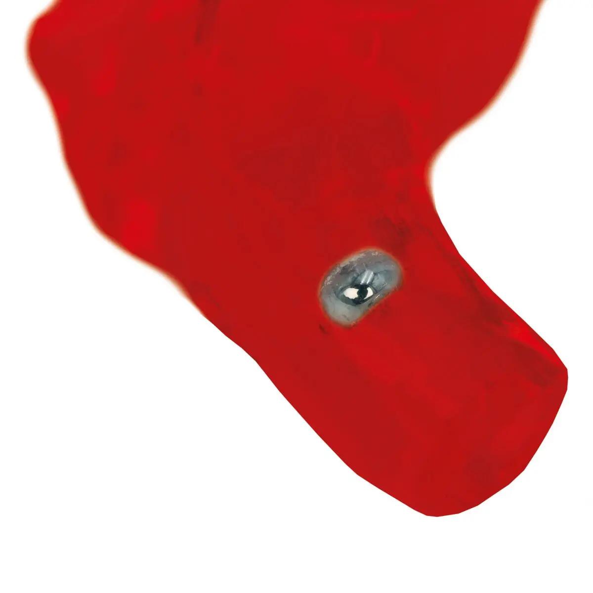 Abstrakte Darstellung der uvex high-fit duro Otoplastik - Rot mit unscharfer, irisierter Augenform, individueller Passform und robustem Duroplastmaterial.