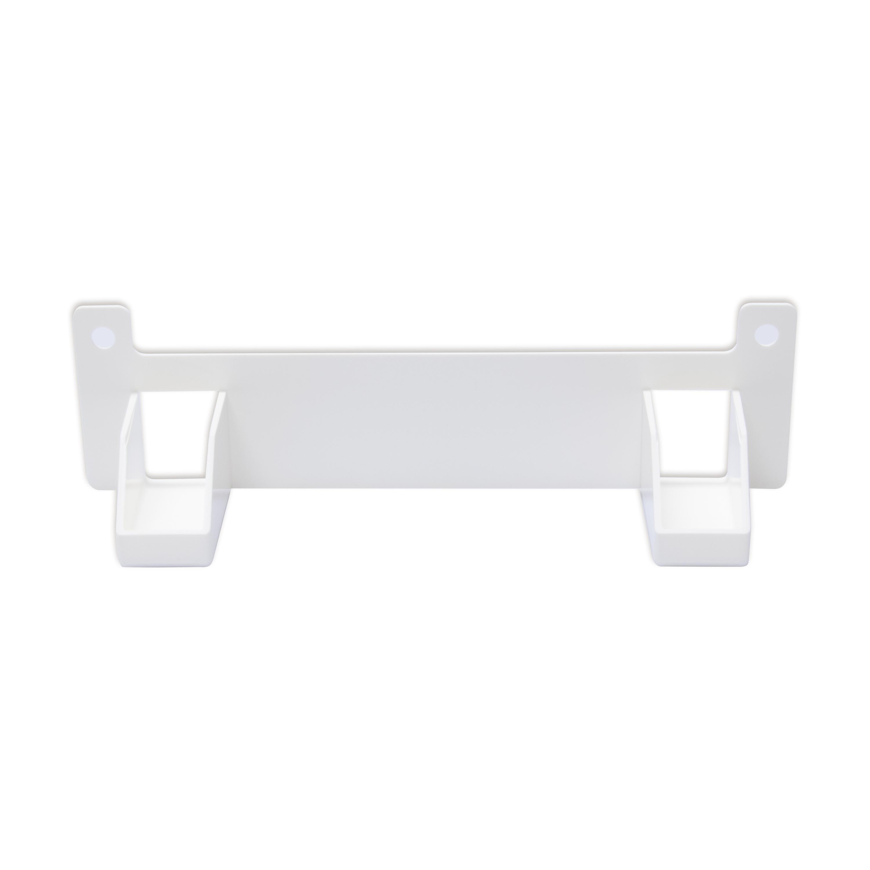 Weiße 90 Grad-Arretierung für Werotop® 350 mit vier rechteckigen Öffnungen zur flexiblen Befestigung und justierbarer Verbindung.