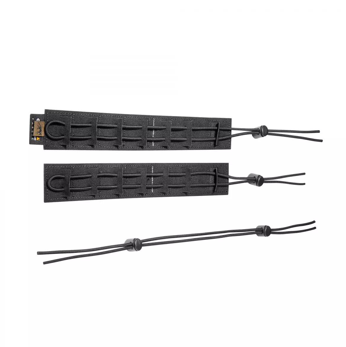 Drei flache Gurte des TT Modular Collector Strap Set VL mit Bungee-Cord und Klett-Rückseite, geeignet zur Befestigung kleiner Ausrüstungsgegenstände.
