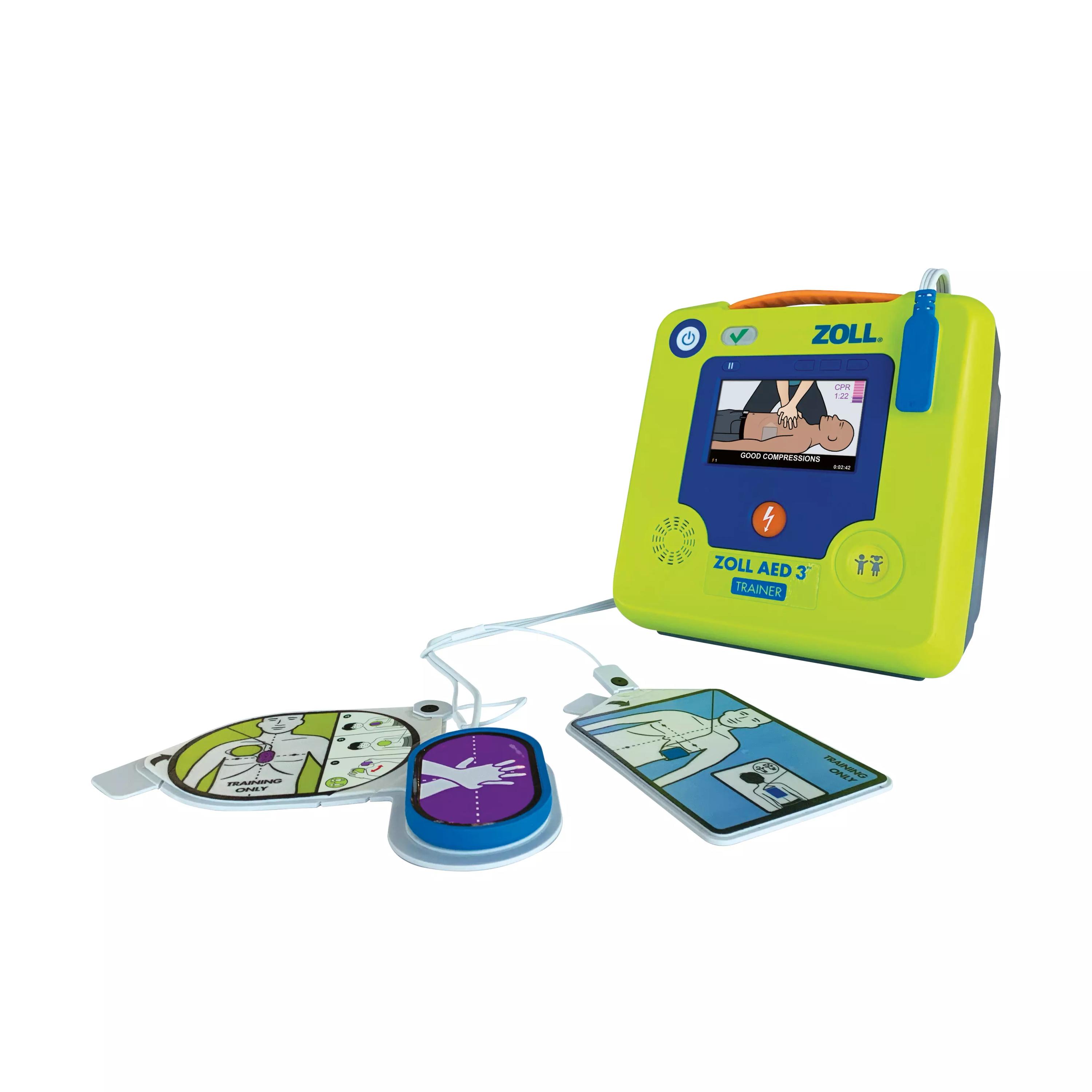 ZOLL AED 3 Trainer Trainingsgerät mit CPR Uni-padz Trainings-Elektrode, Echtzeit HLW-Feedback und automatischer Aufklebeerkennung.