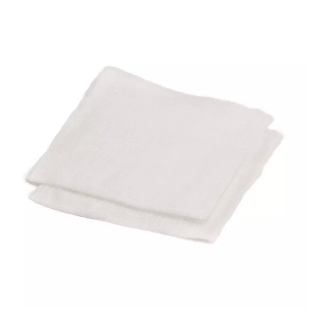 Gefaltete Mullkompresse Wero8 aus 100 % Baumwolle, 10 x 10 cm, mit eingeschlagenen Schnittkanten, steril verpackt.
