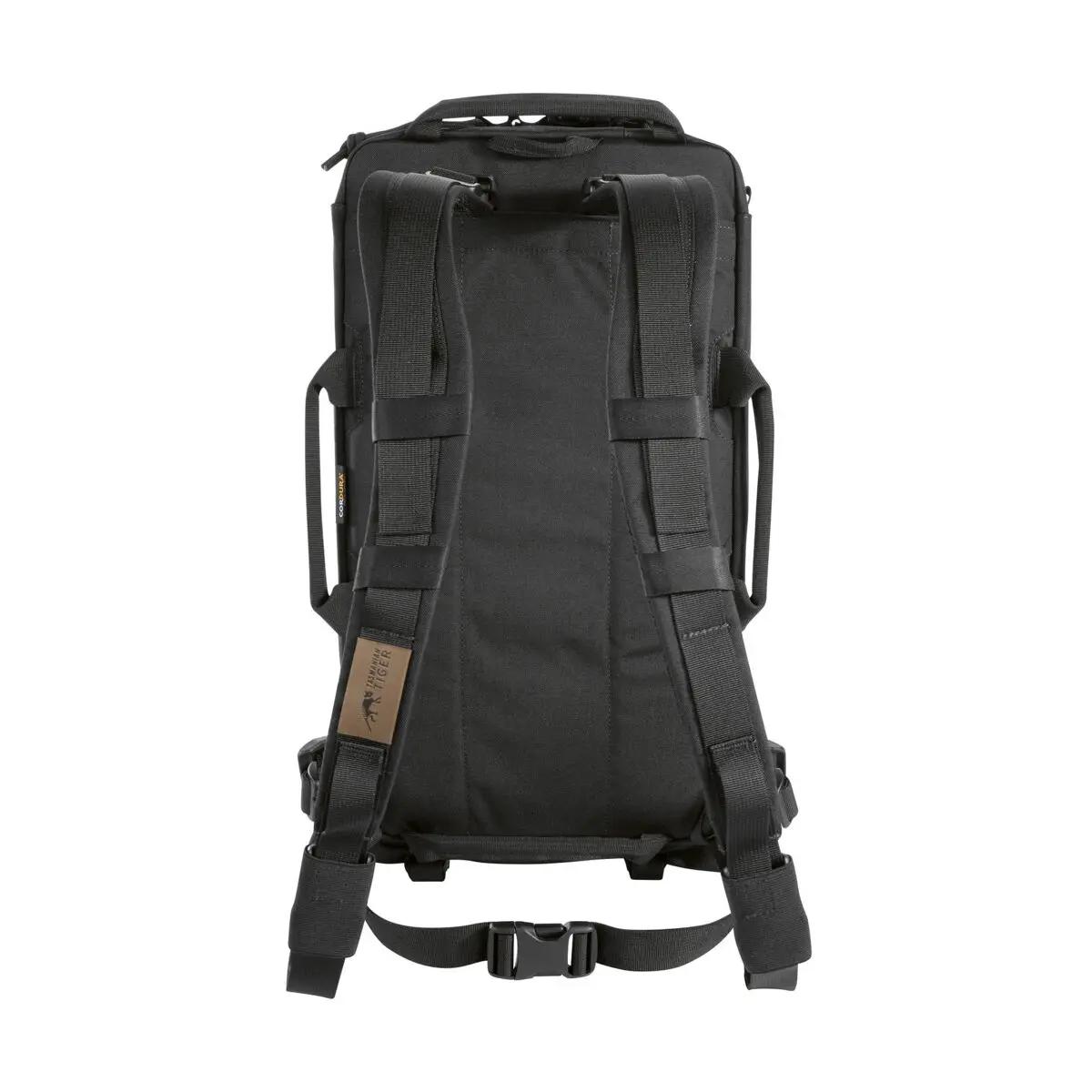 Schwarzer TT Modular Medic Combat Pack mit umlaufendem Reißverschluss, robusten Griffen an drei Seiten und zwei entnehmbaren Tegris®-Panels.
