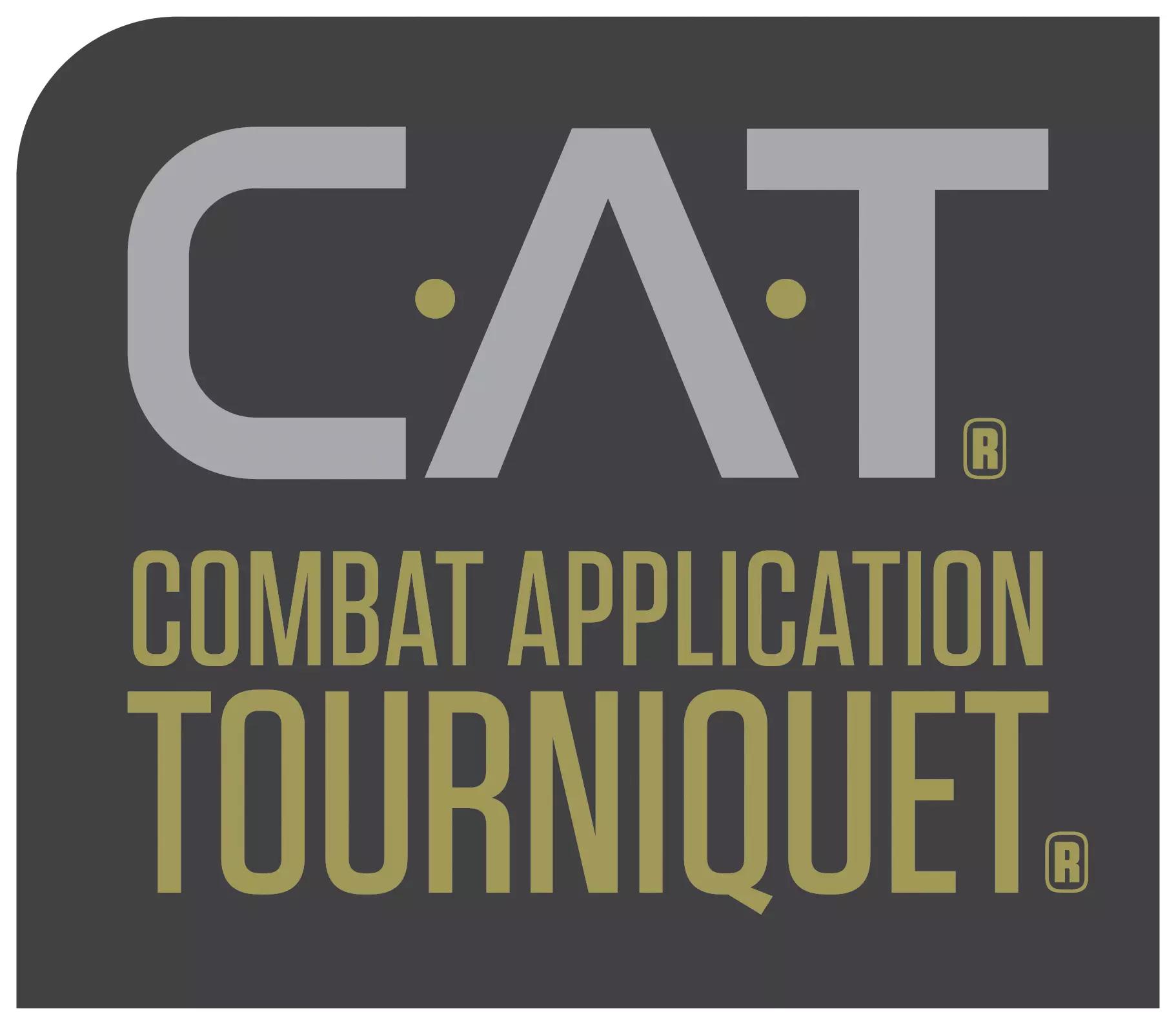 Logo mit stilisiertem "a" und "T", goldener Punkt, darunter "COMBAT APPLICATION TOURNIQUET"