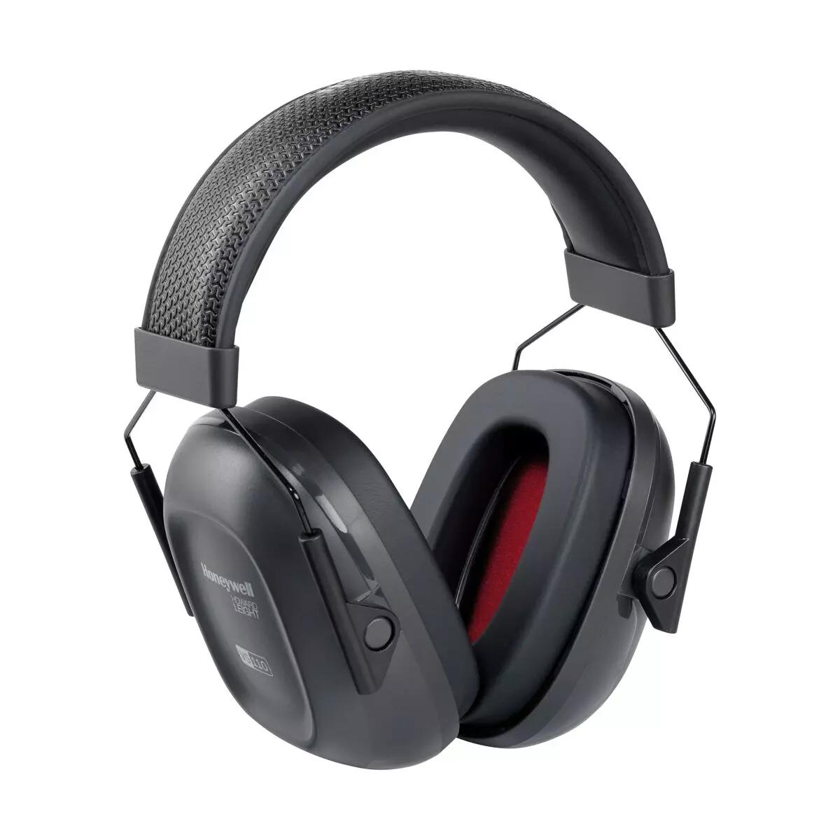 Schwarzer Kapselgehörschützer Honeywell VeriShield™ 100 - VS110 mit SNR 27 dB, robuster, ölbeständiger Oberfläche und komfortabel gepolsterten Ohrmuscheln.
