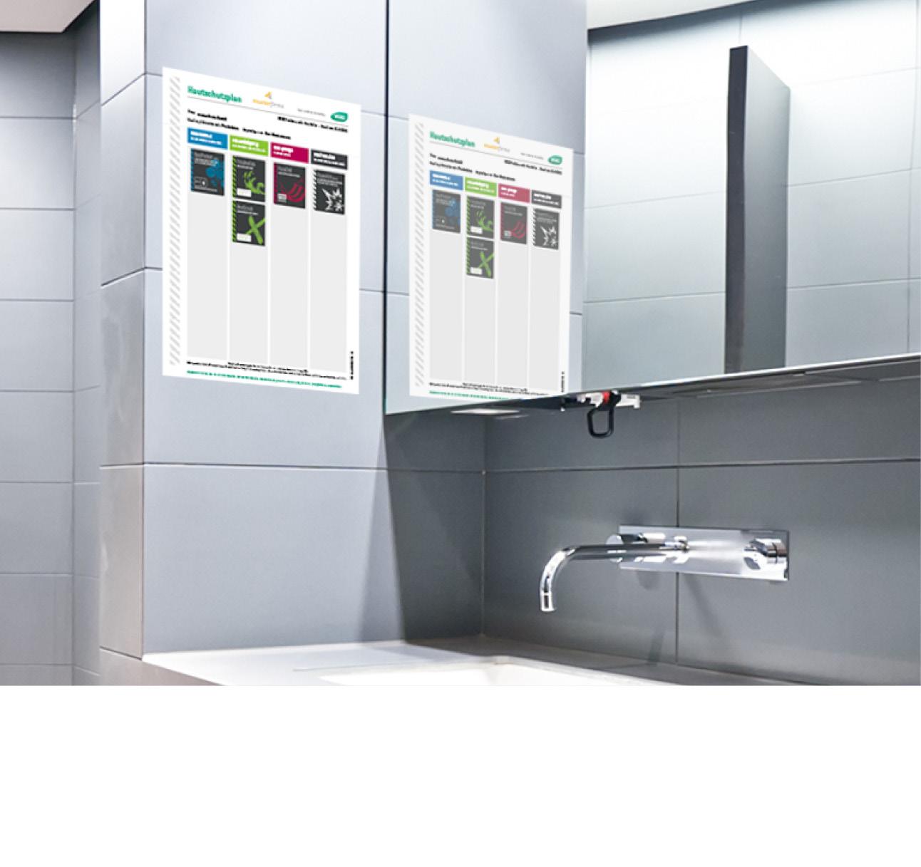 Abbildung eines WERO Hautschutzplans in einem Waschraum