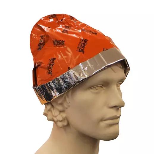 Eine beiger Mannequinkopf trägt die Blizzard - Orange, Beanie mit reflektierendem Silberrand, bestehend aus wärmender Reflexcell™ Technologie.