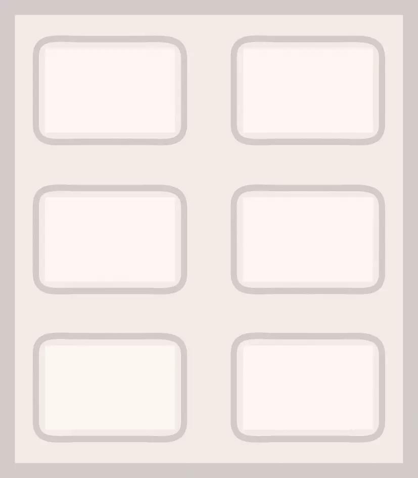 Sechs beige, rechteckige Heizelemente der Ready-Heat™ - 6-Element-Decke in zwei Reihen symmetrisch nebeneinander angeordnet.