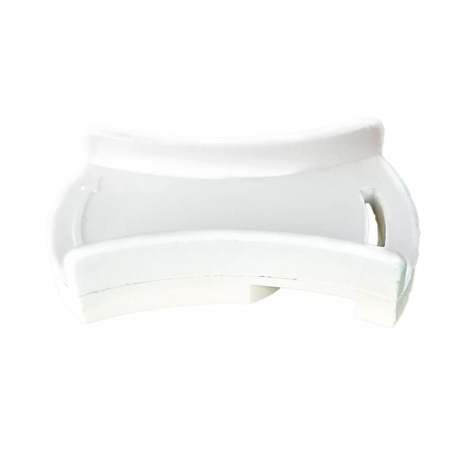 Drehverschluss für Werotop® 250 und 350 aus weißem Kunststoff, ergonomisch geschwungen mit rechteckiger Öffnung und feiner Oberfläche.