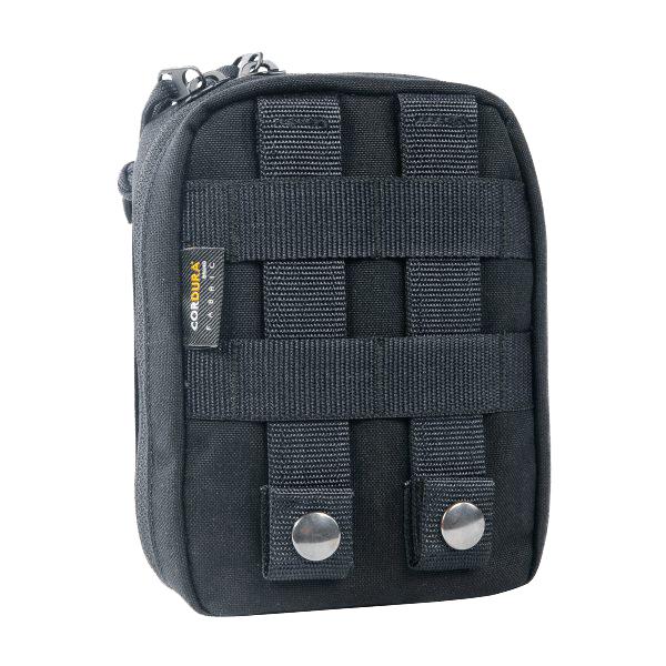 Schwarze TT Tac Pouch TREMA, kompakte Medizintasche mit Reißverschluss, zwei verstellbaren Seitengurten und Codura-Label.