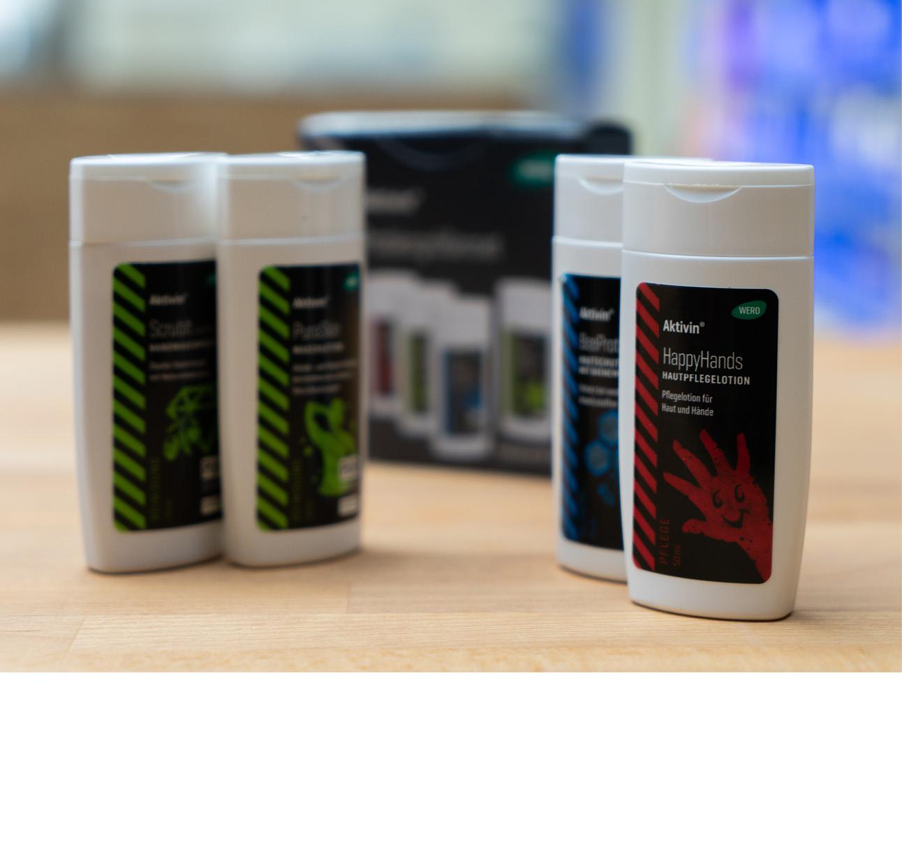 Abbildung der drei WERO Hautschutz und Hygiene Probiergrößen