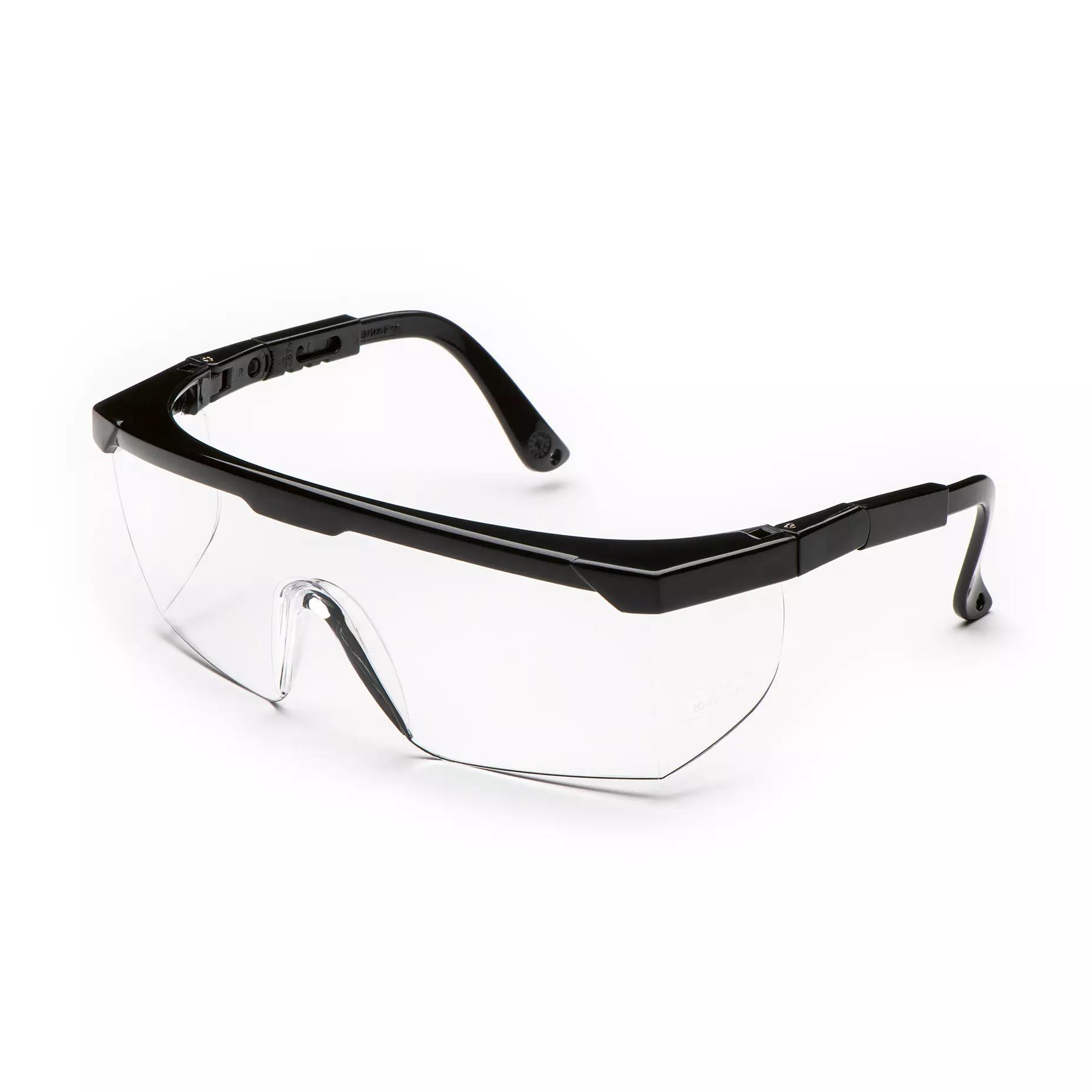 Schutzbrille Speed Top mit schwarzem Rahmen und klarer Scheibe, ergonomisch geformt für sicheren Sitz und ungetrübte Sicht.