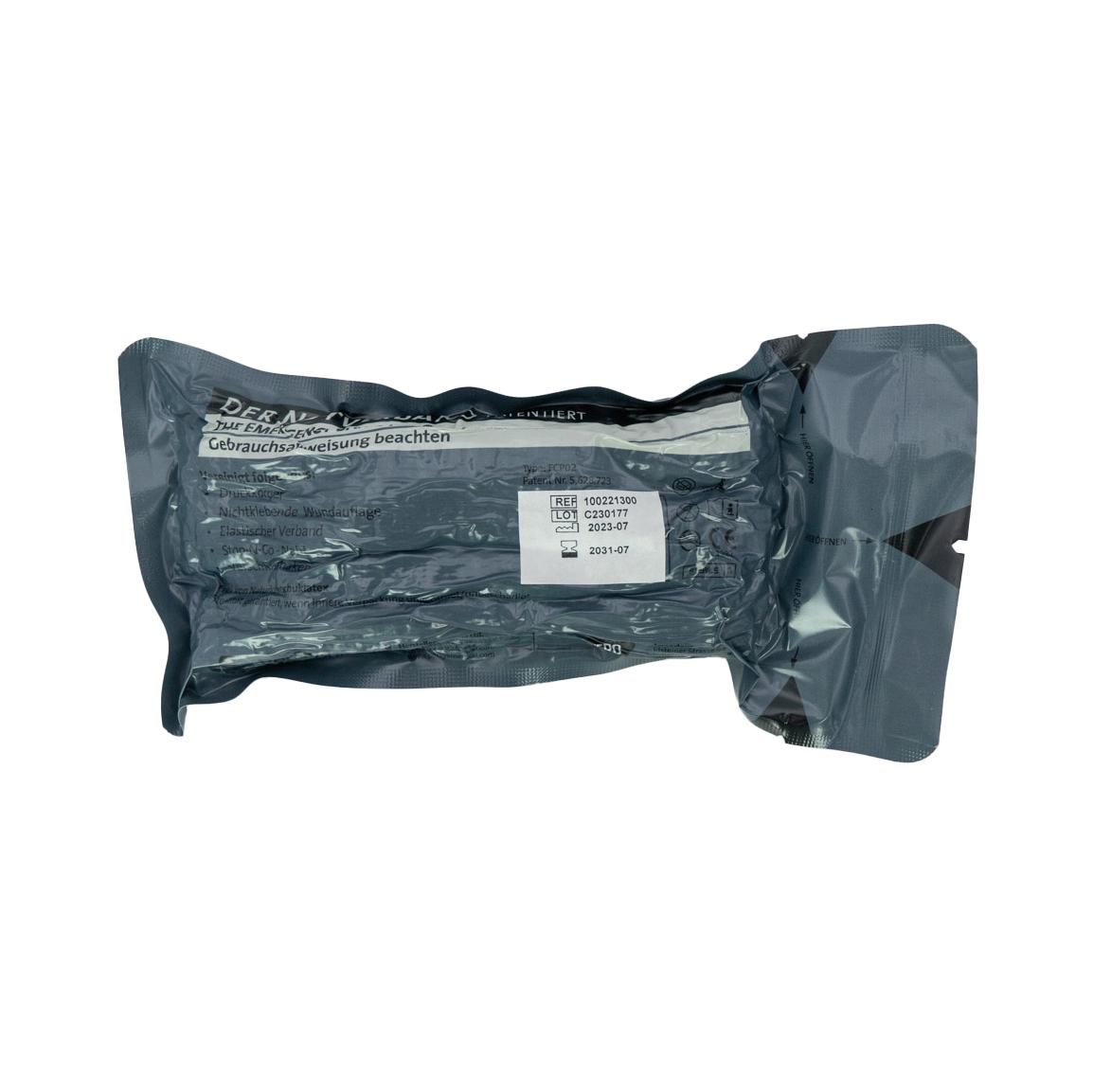 Vakuumverpackte Die Emergency Bandage®, das Original - Oliv, 15 cm, zuverlässig für starke Blutungen, geeignet für Militär und Rettungsdienste