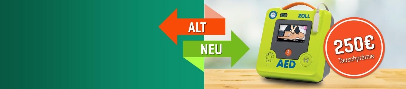 Limegrünes ROLL Medizingerät mit Display und Tasten, daneben Preisangabe 250 € im roten Kreis unten rechts.