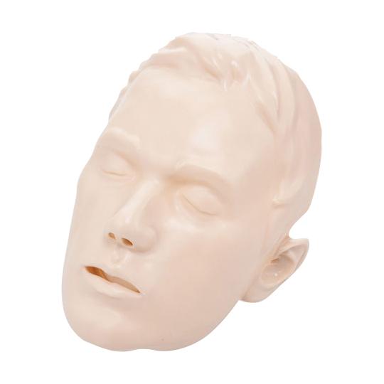 Kunststoff-Gesichtsmaske für BRAYDEN Reanimationspuppe LED mit geschlossenen Augen, neutralem Gesichtsausdruck und dezenter Frisur.
