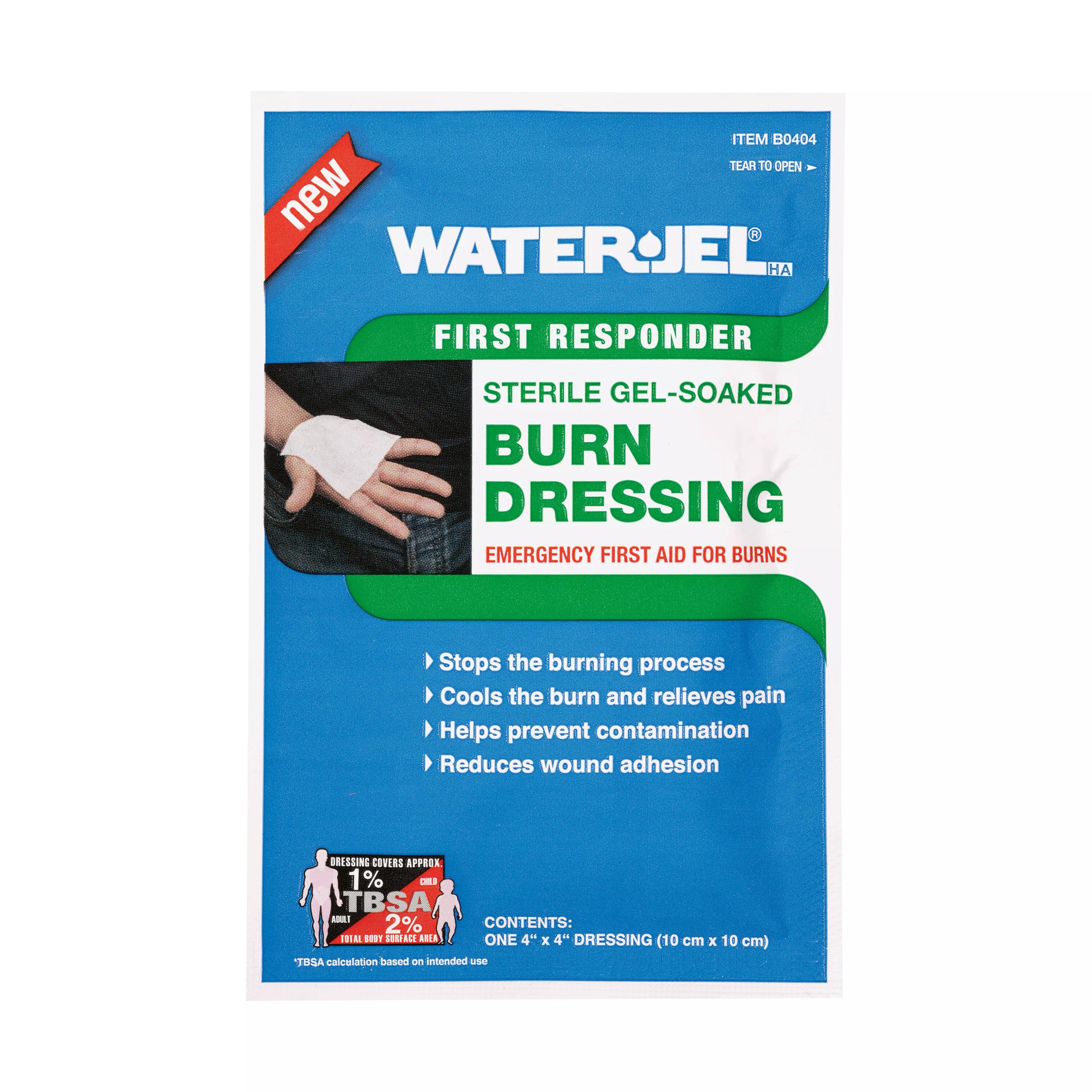 Sterile WATER-JEL® HA First Responder Kompressen 10 x 10 cm, gebrauchsfertig, unterbrechen Hitzeeinwirkung und enthalten transparentes Gel.