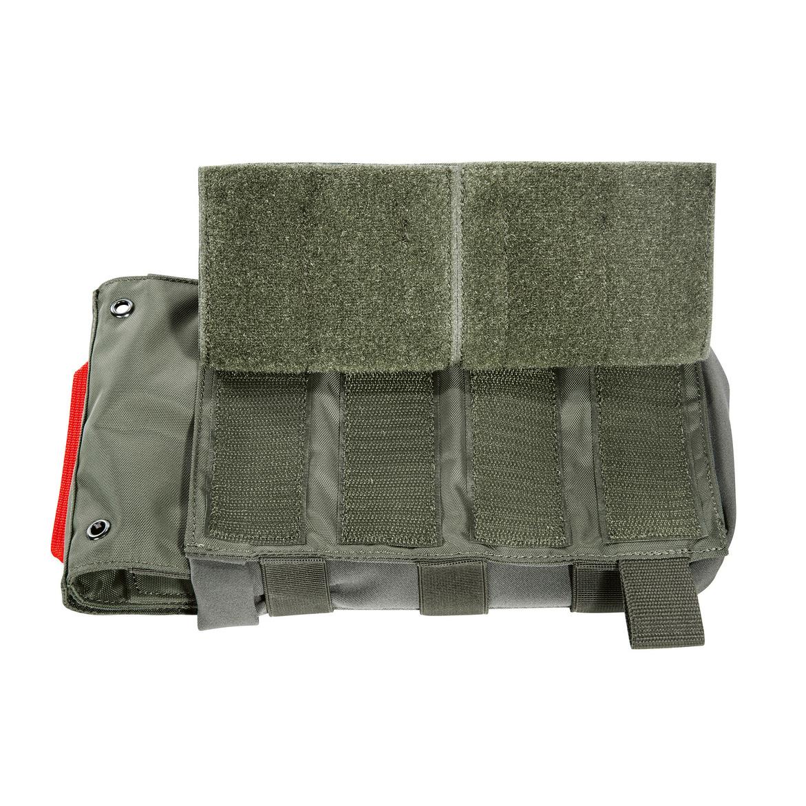 TT IFAK Pouch VL L IRR aus CORDURA mit IRR-Ausrüstung, vier verstellbaren Seitenriemen und markanter roter Zuglasche an der Seite.
