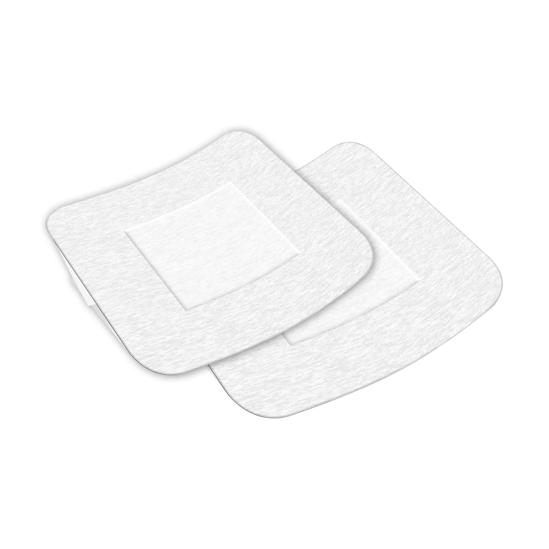 Zwei Weroplast® SensiVlies XL Pflasterstrips mit zentralem Ausschnitt, extragroß, besonders zart und für sensible Haut geeignet, überlappen sich leicht.