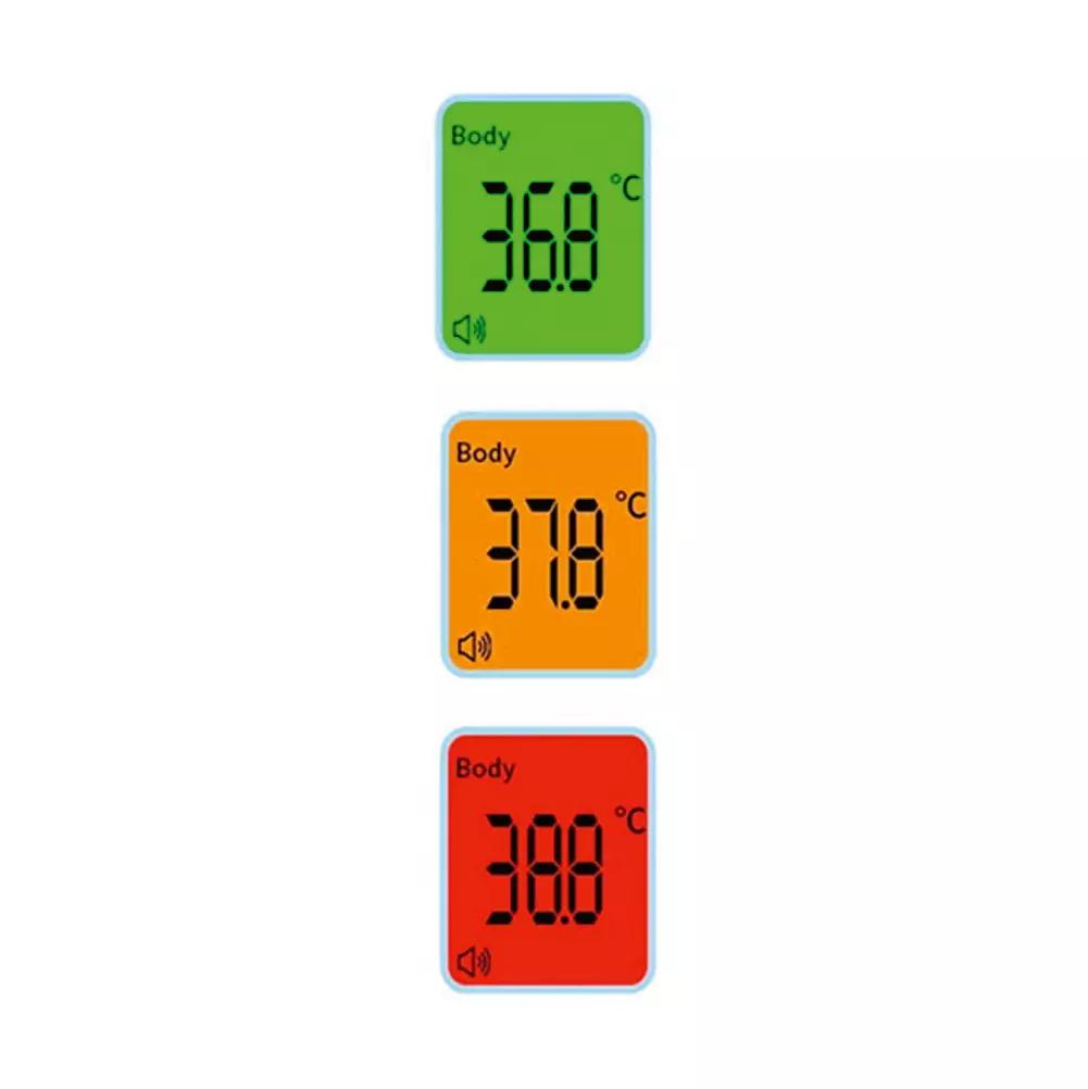 Das Berührungsloses Infrarot-Thermometer Berrcom JXB-178 zeigt drei farbige Anzeigen für verschiedene Temperaturbereiche und verfügt über Fieber-Warnanzeige.
