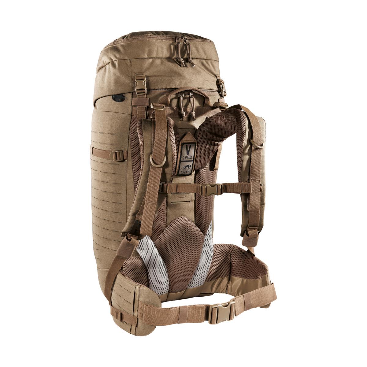 TT Modular Pack 45 Plus in Tan mit verstellbarem Deckel, komplett aufziehbarer Frontöffnung und praktischen MOLLE Lasercut-Straps an Front und Seiten.