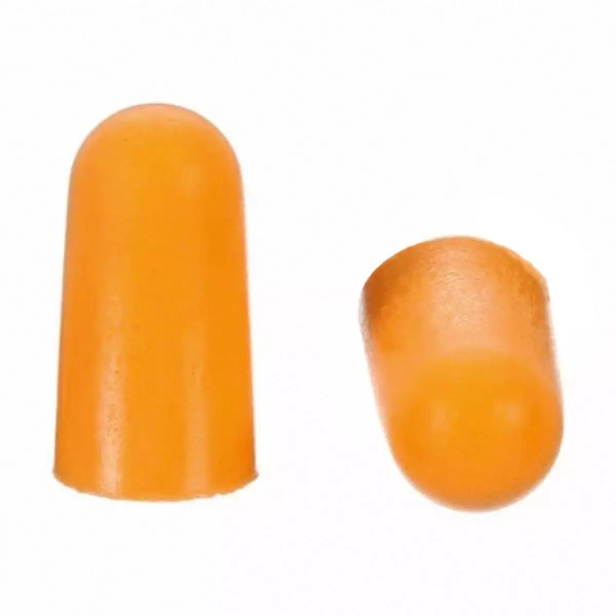 Zwei orangefarbene Einwegspenderbox 3M™ 1100 Gehörschutzstöpsel aus Polyurethan-Schaumstoff in Universalgröße liegen nebeneinander.