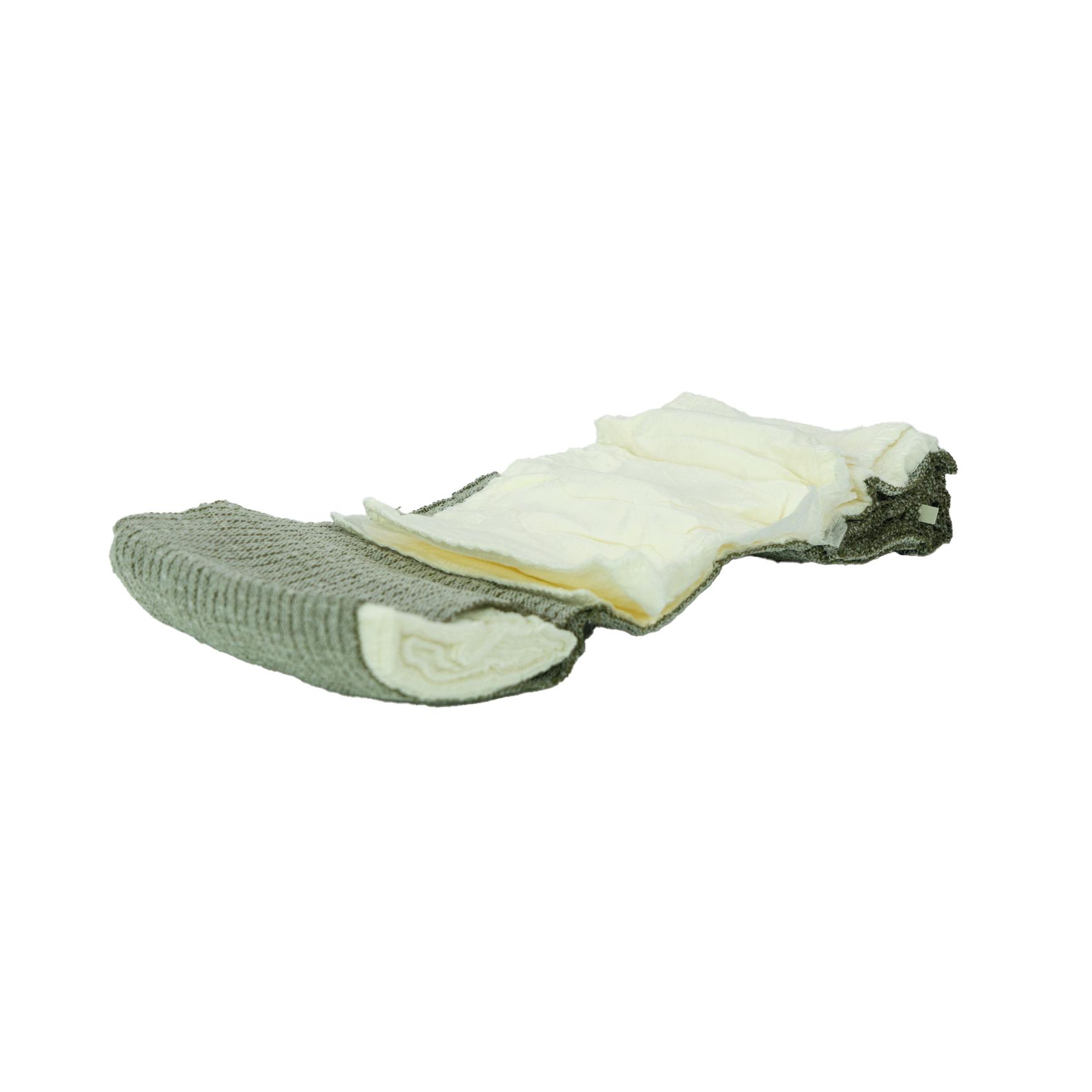 T3 Bandage™ Notfalldruckverband mit zwei Wundauflagen und integrierter Mullbinde, gefaltet als kompaktes, textilgraues Paket mit weißer Einlage.