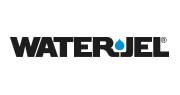 WaterJel Logo in Schwarz mit dem Schriftzug 'WaterJel' und einem stilisierten schwarzen Wassertropfen