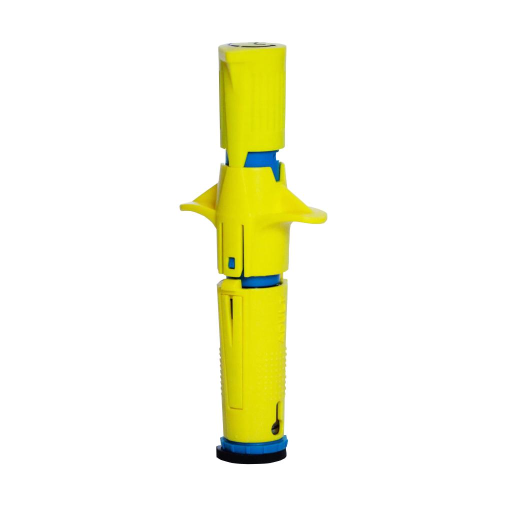 Gelb-blauer NIO™ Trainer - Erwachsene mit zwei seitlichen Griffen und schwarzem Sockel, entwickelt zur Simulation der intraossären Punktion.