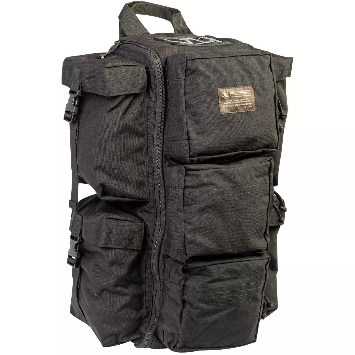 NAR Rettungsrucksack Walk® für 90C Talon® Litter – Schwarz mit stromlinienförmigem Taschensystem, robustem Gewebe und großen Fächern mit Schnallen.