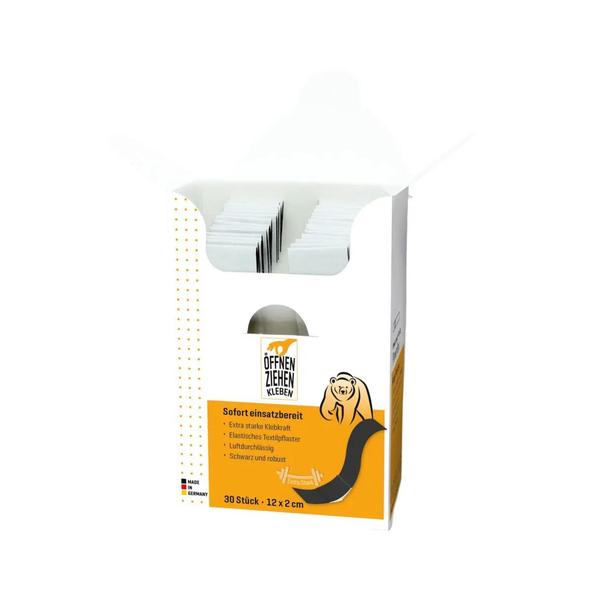 Weiße Schachtel Werosmart® To Go PowerTex Sofortpflaster – Fingerpflaster mit extra starker Klebkraft, praktisch verpackt und hygienisch einzeln entnehmbar.