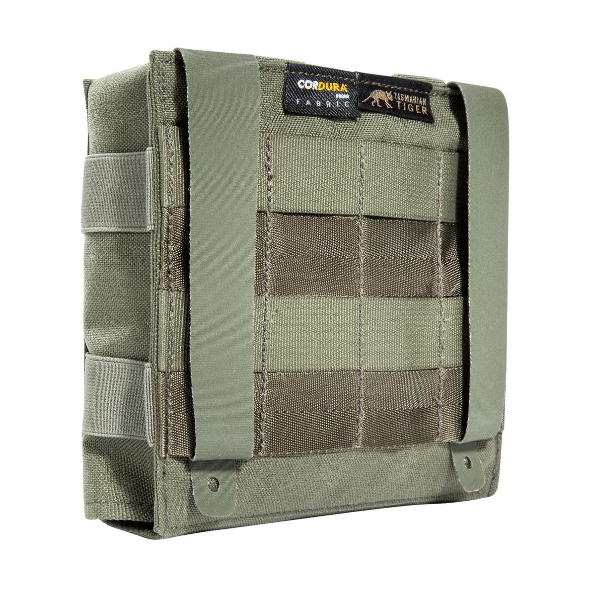 TT IFAK Pouch S MKII - Oliv mit Flap-Verschluss, MOLLE-Reverse-System und Schnellzugriff-Panel, aus robustem Cordura gefertigt.