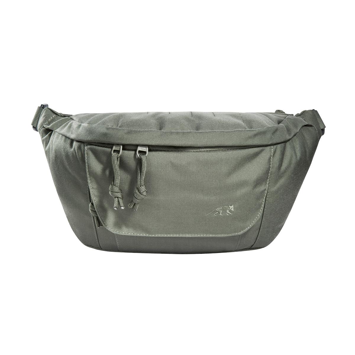 Dunkelgrüne TT Modular Hip Bag 2 IRR Hüfttasche aus robustem CORDURA® mit zwei vorderen Reißverschlussfächern und verstellbarem Schultergurt.