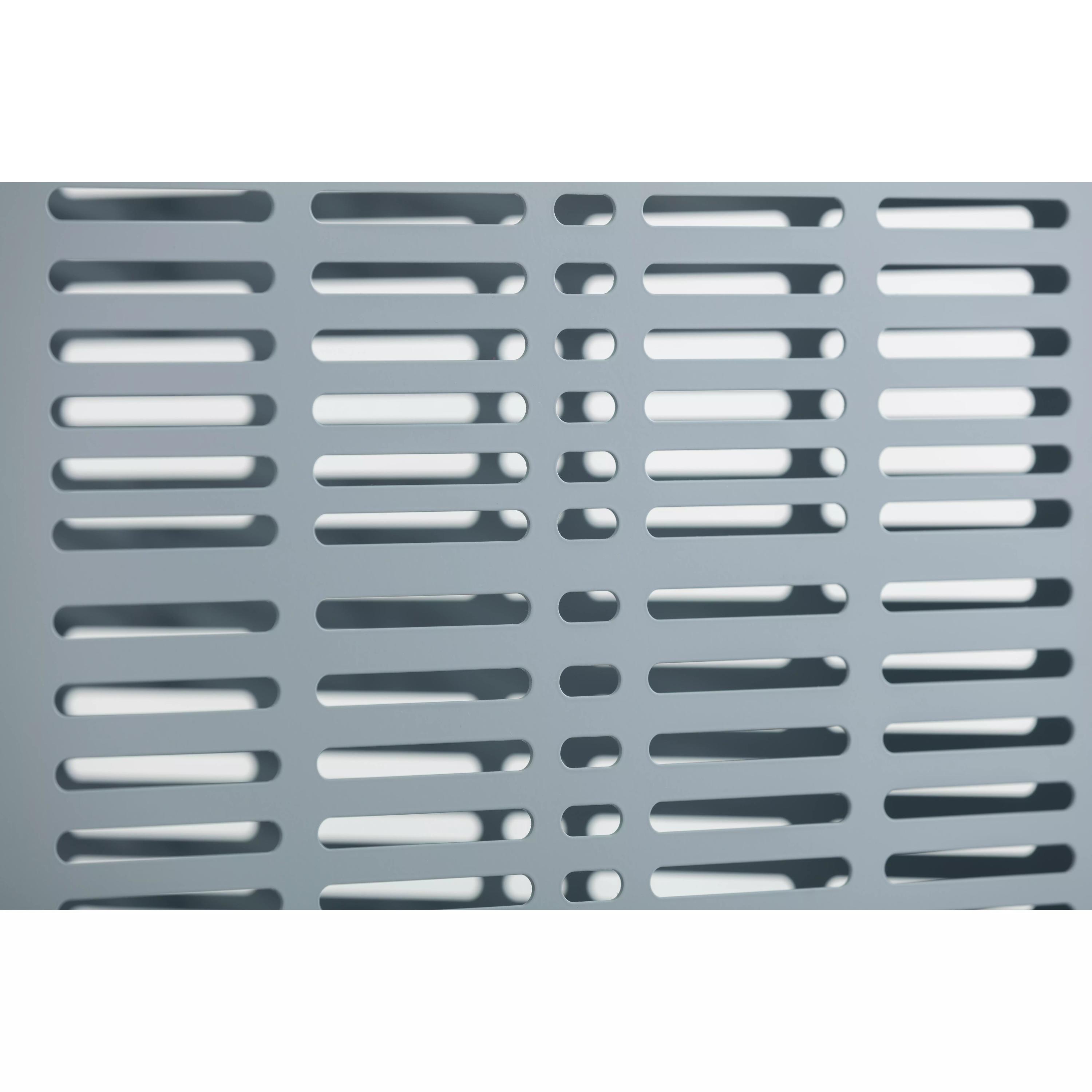 Rechteckiges Weroflex® Station - 3-Seiten Komplett-Set Gitter aus grauem Metall mit symmetrischem Raster und leicht gebogenen Enden der Streben.